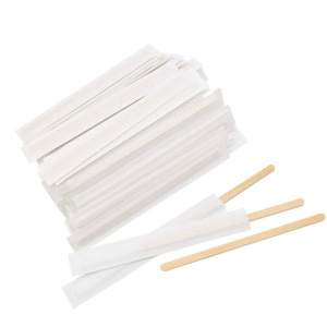 Размешиватель  дерев. ИНД.УПАК в бумаге 18 cм/500шт*20упак/ 