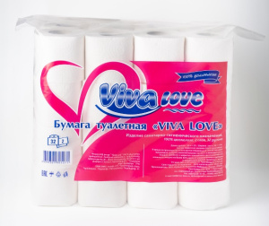 Туалетная бумага  2-х сл.  "Viva Love"   белая / 20м /32рул*уп/4 уп*меш