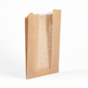 Пакет крафт  V-дно 140(60)*60*240 с вертикальным окном 40гр б/п (1/1000шт)