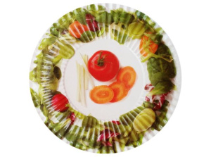 Тарелка картон с рисунком D=180 ламинат (кругл) Овощи (50шт*14 уп.) /700шт в кор./