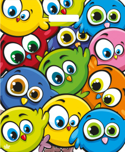 Пакет с выруб. руч. 38х45+6 (60) (Тико) ПВД глянец Забавные птички  New /500/