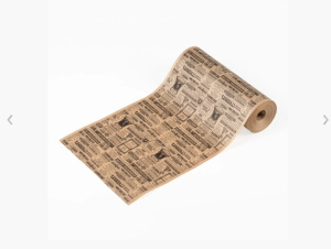 Обертка для гамбургера в Рулоне,  ширина 28 см, длина 25 м,  крафт 45 гр/м2 "Газета", 1/1