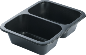 Контейнер прямоуг.под запайку черный 2 секц. 187*137*45, 50/50 (626 мл.) 80/480/ УЮ