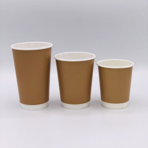 Стакан бумаж. 350мл  2-х сл. "Крафт" /под для гор/нап. (25/500шт/кор) ЛигаПак d=90мм