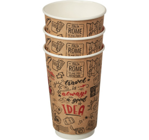 Стакан бумаж. 300мл 2-х сл. "Крафт" Travel для гор/нап. (20шт/400шт*кор) d=90мм 