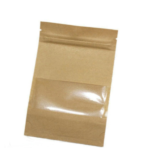 Пакет бумажный без рисунка зип-лок 200*45*260мм+окно 10,0см крафт /100шт/600шт/упак