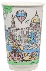 Стакан бумаж. 400мл  2-х сл. "Настроение"  для гор/нап. (18шт/ 360шт*кор) d=90 мм