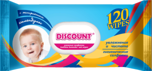 Влажные салфетки 120шт."Discount"  КЛАПАН /14 / Календула и витамин Е