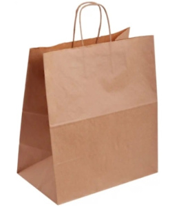 Пакет крафт с ручками Кручеными и прямоуг дном 220*120*250мм 70гр (1/250шт)