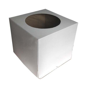 Короб картонный для Торта белый с окном круглым 400*400*350мм /10шт./