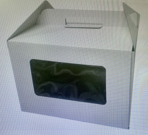 Короб картонный для Торта белый 2 окна с РУЧКОЙ Handle Box 240*240*200мм /25шт/3-части