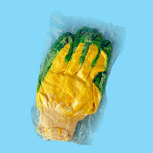 Перчатки ХБ двойной латекс зеленые  /100/10 (в индивид. упаковке) 