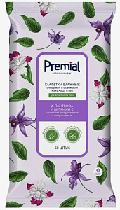 Влажные салфетки  50шт."PREMIAL"  La fleur ароматерапия орхидея /10шт*кор