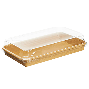 Контейнер бумажный + крышка Sushi Box 800мл/221х138х24/ 1/50/300 