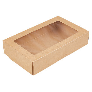 1ЕА Коробка OneBox  350/b Крафт /80х100х40/ с прозр окном (25шт/600 шт*кор)