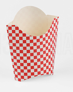 Коробка для фри  120 гр. Клетка красная 55х90х130 (1/1200шт)