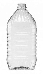 Бутылка ПЭТ 5,0л Б/Ц /28шт*уп/ колпачок 38мм 20156, ручка 42477