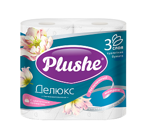 Туалетная бумага  3-х сл.  "Plushe "Deluxe белая с ароматом /4рул*пач х 12пач*уп/89452