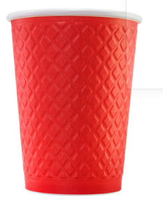 Стакан бумаж. 400мл  2-х сл.  Красный Waffle рифлен. для гор/нап. (25шт/ 500шт*кор)  d=90 мм/ Форм