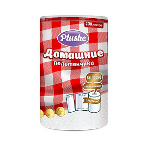 Полотенца бумажные 2-сл. кухонные  "Plushe"Домашние полотенчики 25м /18 шт*уп/16980