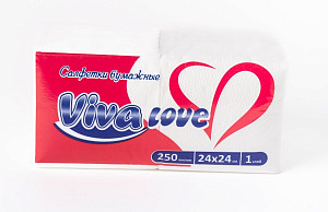 Салфетка 1-сл  24*24  250л "Viva Love"   крафт / капучино /7 шт*уп