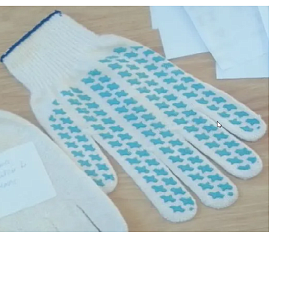 Перчатки ХБ / 6 нитные /10 класс/10пар/200 пар/ ПВХ Кристалл/ ПЛОТНЫЕ Белые L/ (синий манжет) 