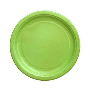Тарелка картон цветная однотонная D=230 ламинат Зеленая (10пач/50шт/500шт*кор)