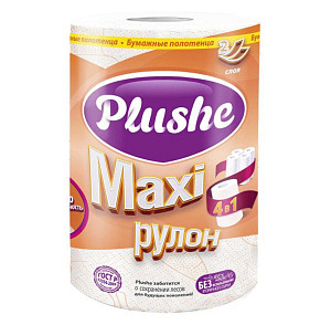 Полотенца бумажные 2-сл. кухонные  "Plushe"  белые с рисунком MAXI  40м /18шт*уп/16982