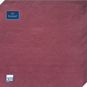 Салфетка 3-сл. 40*40  16л Bouquet Premium Барокко бордовый /12уп*кор