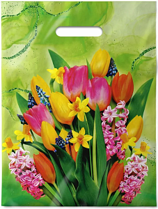 Пакет с выруб. руч. 30х40 (35) (Интерпак) Нежный букет /1000/50