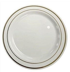 Тарелка D=260мм Deluxe Gold с золотой полосой ПС /10шт*20уп/ (200шт/кор) ПОС68666