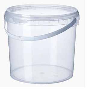 Ведро  3,4л КРУГЛОЕ д.182 прозрачное, КОМПЛЕКТ с герм.крышкой /50шт*кор/ ВЗЛП/1623ПКП