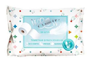 Влажная туалетная бумага "W&W" 60 шт /18 пачек*кор/WWTP