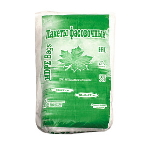 Пакет фасовоч. в пластах 18х27см (6мкм) "Кленовый лист 600" (зелёный) (1*20 пач.) Виапласт 