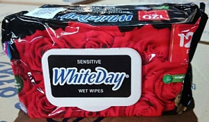 Влажные салфетки 120шт."WhiteDay" Роза/ КЛАПАН/ 24шт*кор/