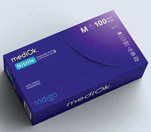 ЧЗ Перчатки нитриловые неопудр. Фиолетовый  М /100 шт*10уп/1000/ MediOk Indigo 3,5гр /10%